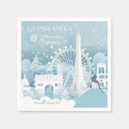 Guardanapo De Papel Ice Blue Winter em Paris