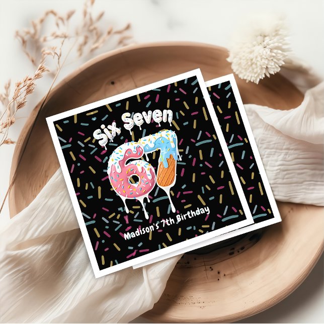 Guardanapo De Papel Ice Cream Six Seven 67 Birthday Napkins (Criador carregado)