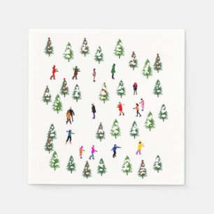 Guardanapo De Papel Ice Skater Pine │ gelo patinando no natal