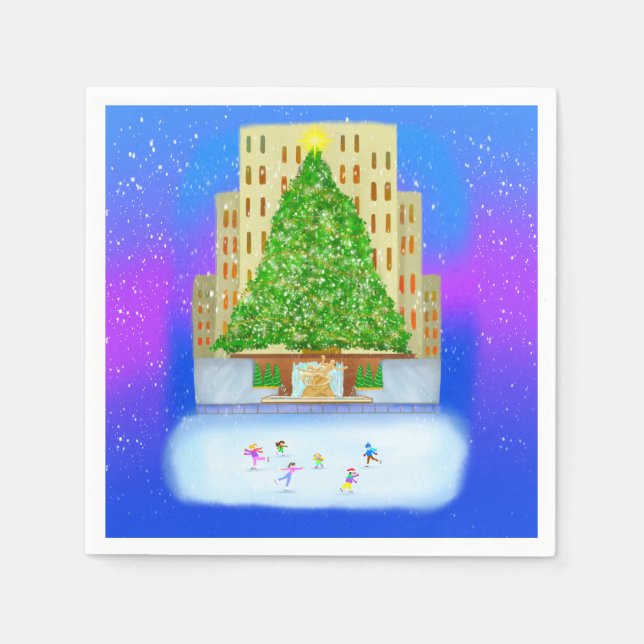 Guardanapo De Papel Ice Skating No Rockefeller Center (Frente)