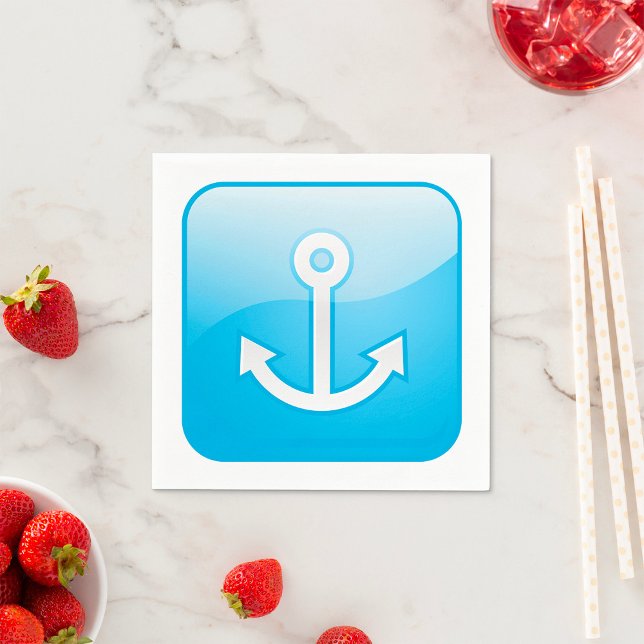 Guardanapo De Papel Ícone de Âncora Azul Náutico Moderno Marítimo (Criador carregado)