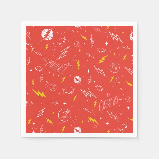 Guardanapo De Papel Ícone de Relâmpago do Flash e Padrão de Desenhos (Frente)