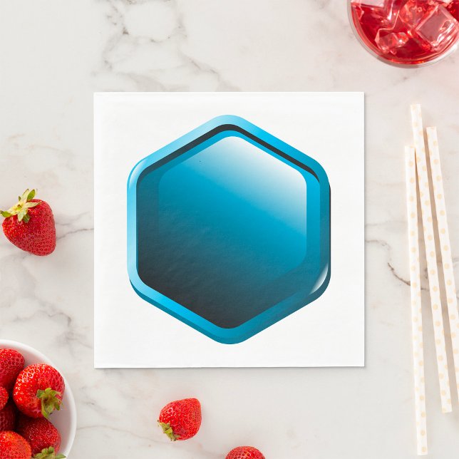 Guardanapo De Papel Ícone Hexágono Azul Brilhante Geométrico Moderno (Criador carregado)