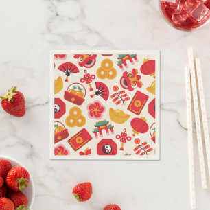 Guardanapo De Papel Ícones chineses do ano novo 2024 Partido Napkins