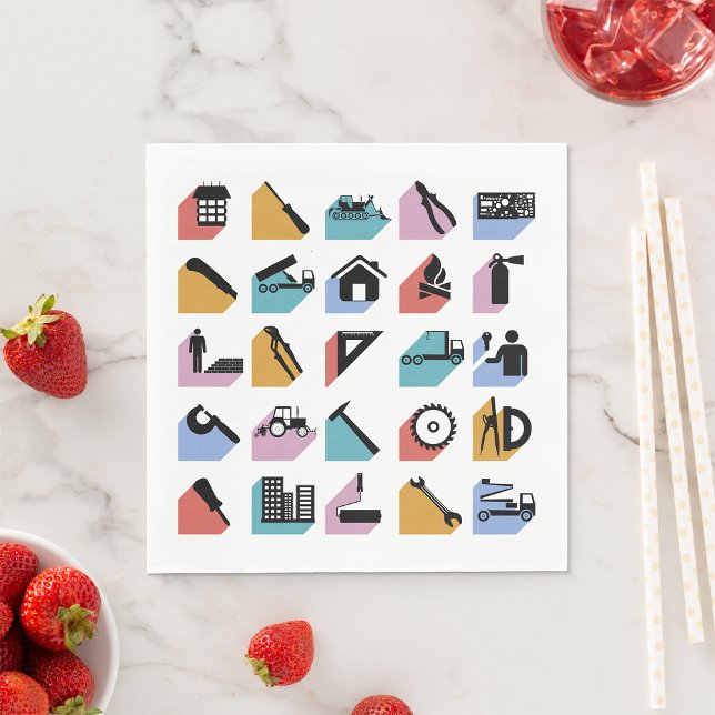 Guardanapo De Papel Ícones de Construção e Melhoria de Casa DIY (Criador carregado)