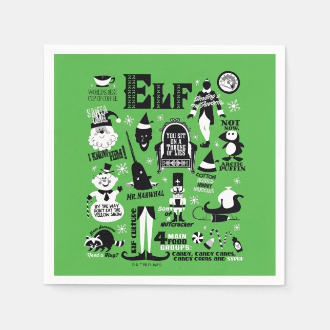 Guardanapo De Papel Ícones do Elf e citações de filmes (Frente)