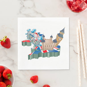 Guardanapo De Papel Iconic London Landmarks UK Map British Viagem
