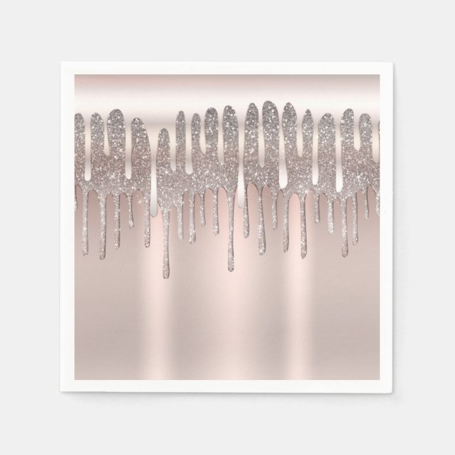 Guardanapo De Papel Icy Pink Rose Dourada Diamond Glitter Drip Sweet 1 (Frente)