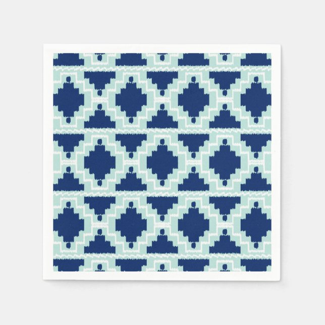 Guardanapo De Papel Ikat Aztec Pattern - Indigo e azul claro (Frente)