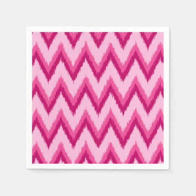 Guardanapo De Papel Ikat Chevron Stripes - Fuchsia e rosa pálido (Frente)