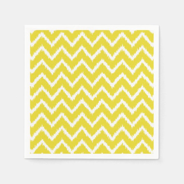 Guardanapo De Papel Ikat Chevrons - Amarelo e branco de mostarda (Frente)