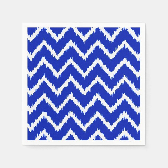 Guardanapo De Papel Ikat Chevrons - Azul cobalto e branco (Frente)