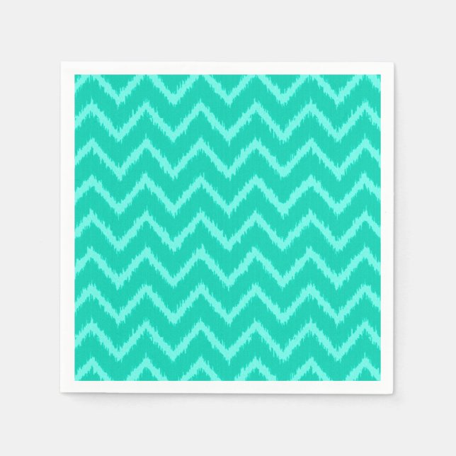 Guardanapo De Papel Ikat Chevrons - Turquesa e aqua (Frente)