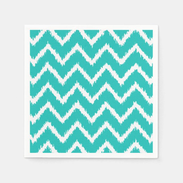 Guardanapo De Papel Ikat Chevrons - Turquesa e branca (Frente)