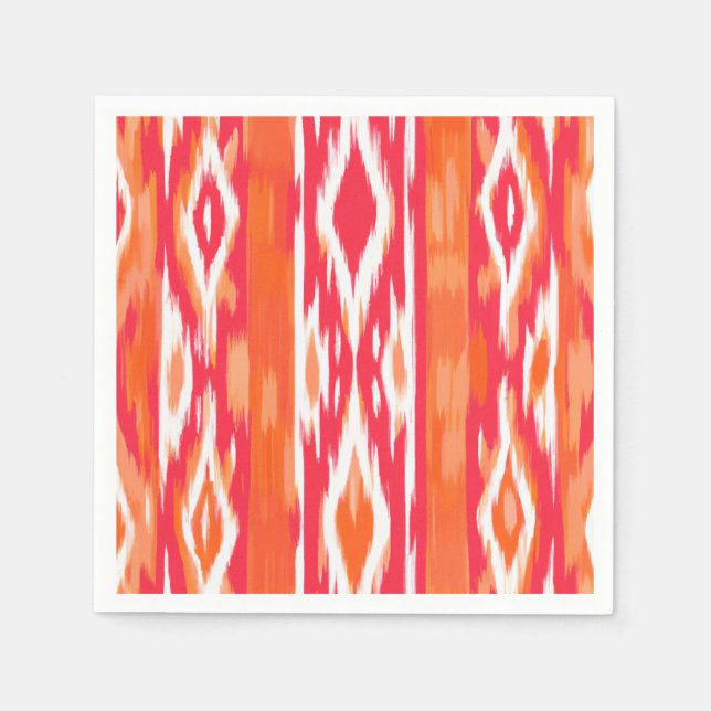 Guardanapo De Papel Ikat Design Paper Napkins Laranja e Rosa (Frente)