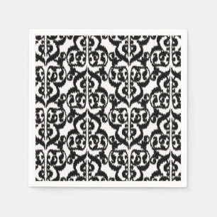 Guardanapo De Papel Ikat Moorish Damask - preto e branco