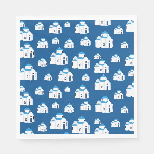 Guardanapo De Papel Ilha Grega Santorini - Igreja Azul (Frente)