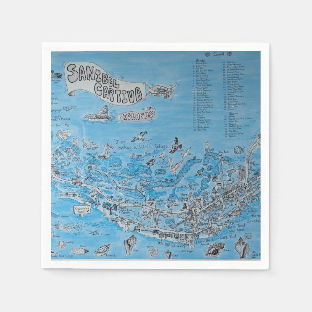 GUARDANAPO DE PAPEL ILHA SANIBEL CAPTIVA FLÓRIDA  (Frente)