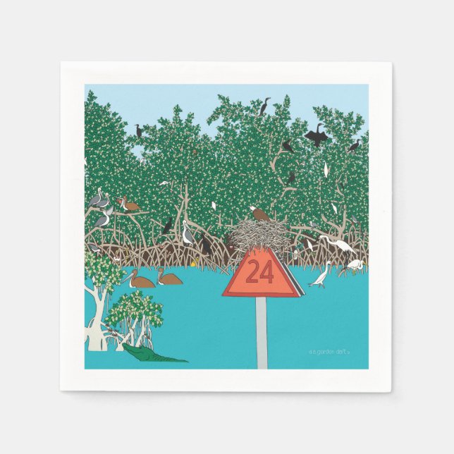 Guardanapo De Papel Ilha Tropical de Mangrove (Frente)