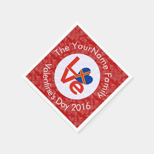 Guardanapo De Papel Ilhas Åland Flag Heart Red Love (Canto)