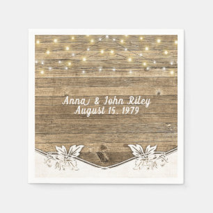 Guardanapo De Papel iluminação iluminada por aniversário na madeira