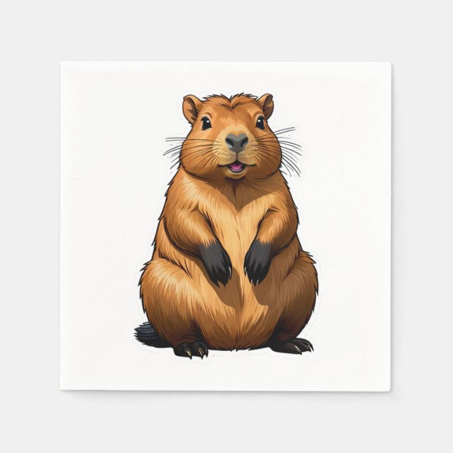 Guardanapo De Papel Ilustração Animal da Capybara Rodent Cute (Frente)