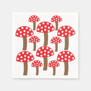 Guardanapo De Papel Ilustração Botânica de Cogumelo Vermelho