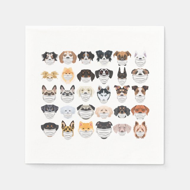 Guardanapo De Papel Ilustração Cães com aparelho respiratório (Frente)