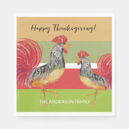 Guardanapo De Papel Ilustração de Aquarela de Rooster Vermelho