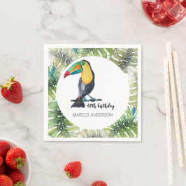 Guardanapo De Papel Ilustração de Aquarela Exótica do Toucan
