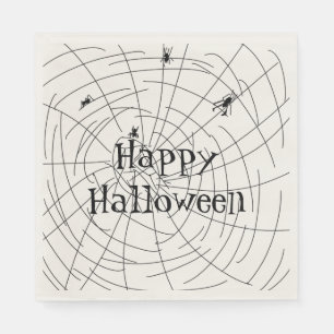 Guardanapo De Papel Ilustração de Aranha de Halloween Feliz com Teia d