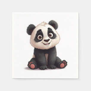 Guardanapo De Papel Ilustração de Arte de Panda Sentado em Cartoon