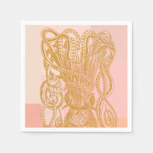 Guardanapo De Papel Ilustração de Arte em Linha de Octopus de Pintur