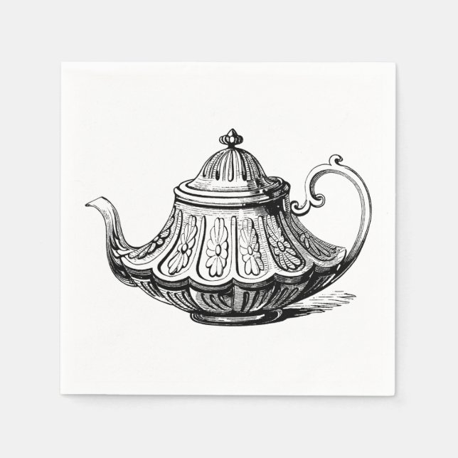 Guardanapo De Papel Ilustração de Bule de Chá Antigo (Frente)