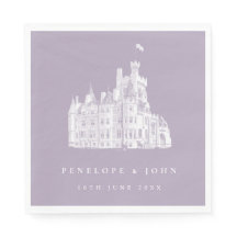 Ilustração de Casamento Castelo Vintage Lavanda