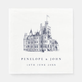 Guardanapo De Papel Ilustração de Casamento de Castelo Vintage Elegant