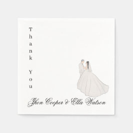 Guardanapo De Papel Ilustração de Casamento Minimalista da Noiva e do