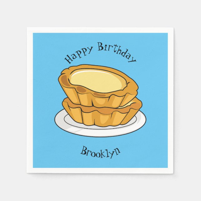 Guardanapo De Papel Ilustração de desenho animado com tarte de ovo (Frente)