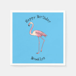 Guardanapo De Papel Ilustração de desenho animado de ave flamingo