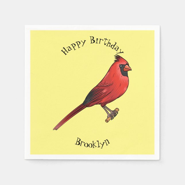 Guardanapo De Papel ilustração de desenho animado de aves cardeal nort (Frente)