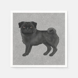 Guardanapo De Papel Ilustração de desenho animado de cachorro pug pret