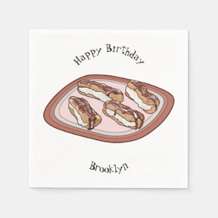 Guardanapo De Papel Ilustração de desenho animado de eclair de chocola