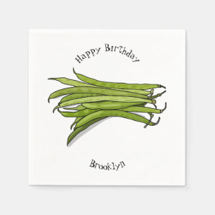 Guardanapo De Papel Ilustração de desenho animado de feijão verde