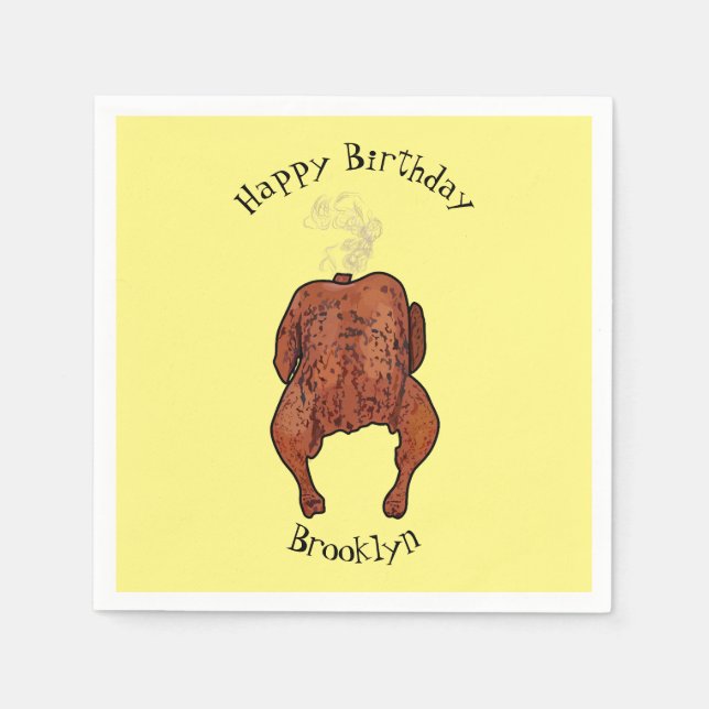 Guardanapo De Papel Ilustração de desenho animado de frango assado (Frente)