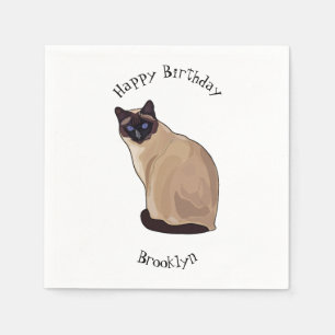 Guardanapo De Papel Ilustração de desenho animado de gato siamês