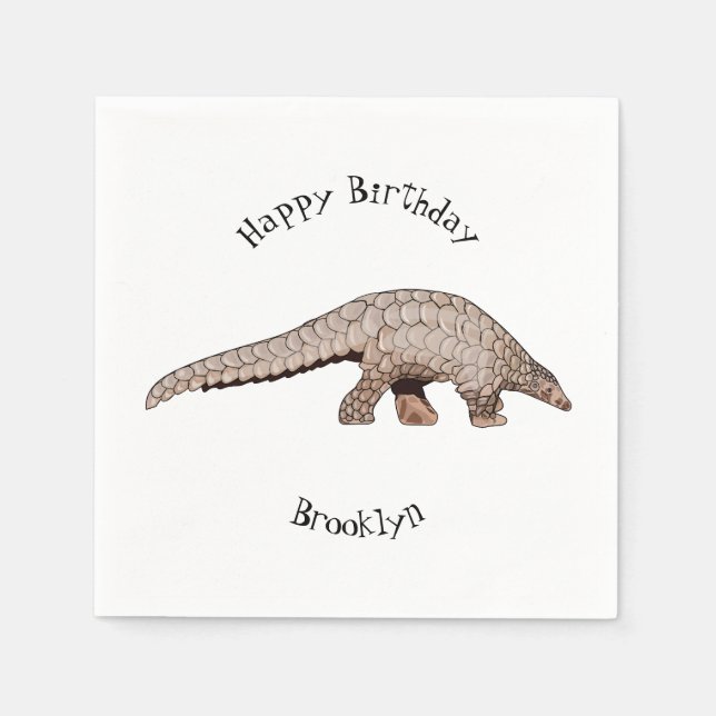 Guardanapo De Papel Ilustração de desenho animado de Pangolin (Frente)