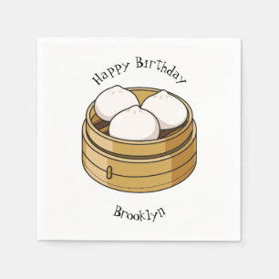 Guardanapo De Papel Ilustração de desenho animado Dim sum