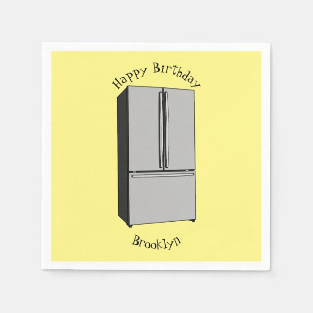 Guardanapo De Papel Ilustração de desenho animado do frigorífico franc (Frente)