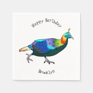 Guardanapo De Papel Ilustração de desenho animado monal de aves do Him