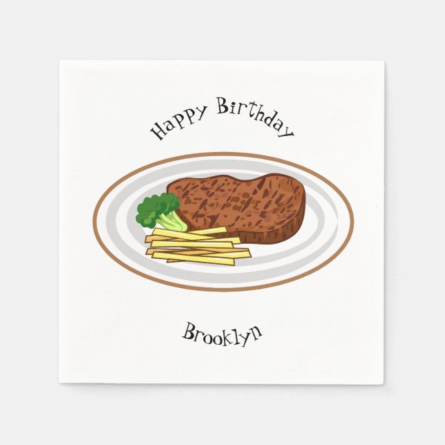Guardanapo De Papel Ilustração de desenho em bife (Frente)